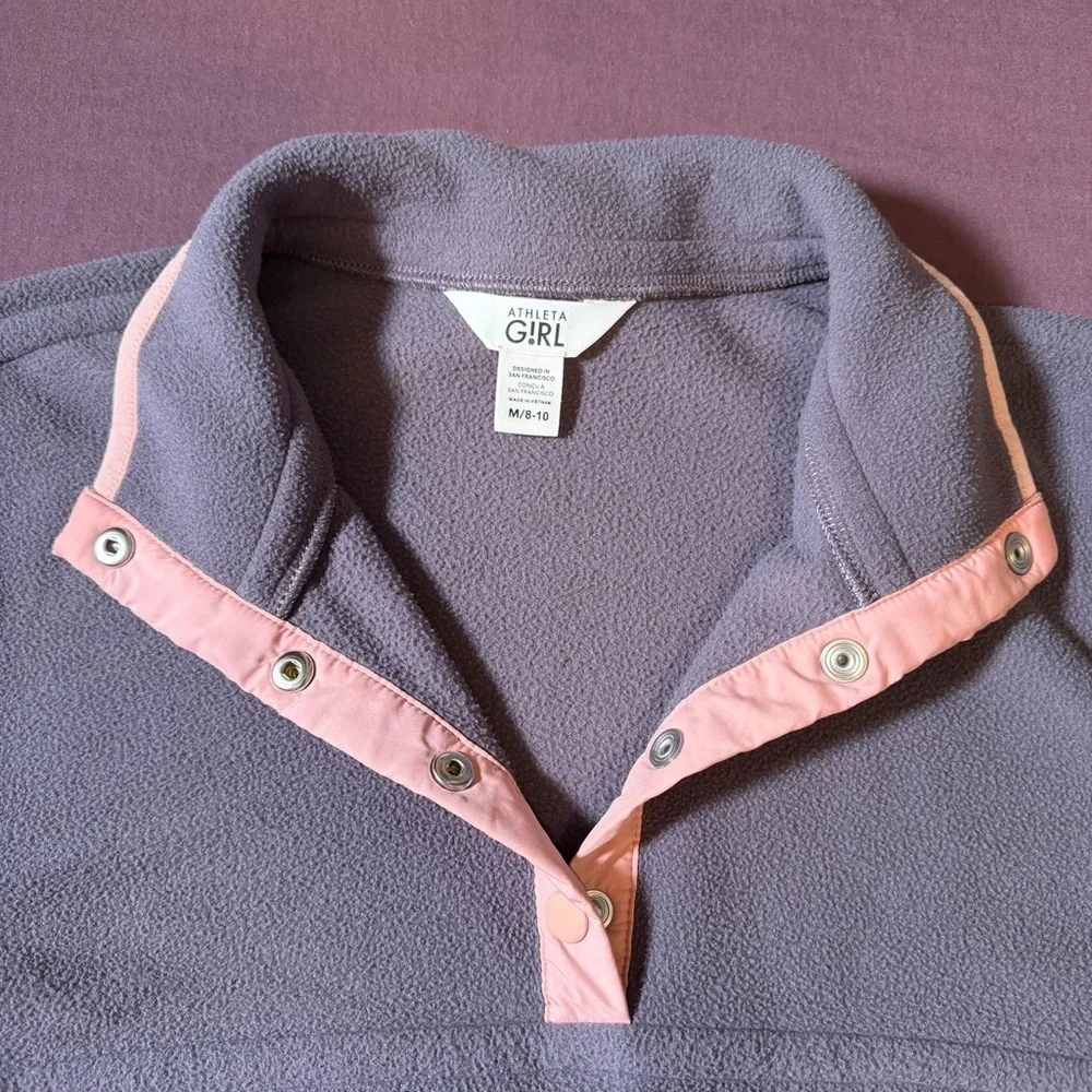 Athleta Girl Cold Snap Sweatshirt Fleece Dusty Violet/Pink - Girls Size M/8-10 - Picture 2 of 6
